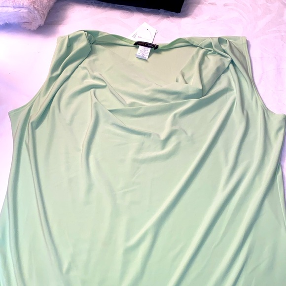 Jennie & Maris light, green, drape neck, sleeveless blouse, and a stretchy - Picture 3 of 3